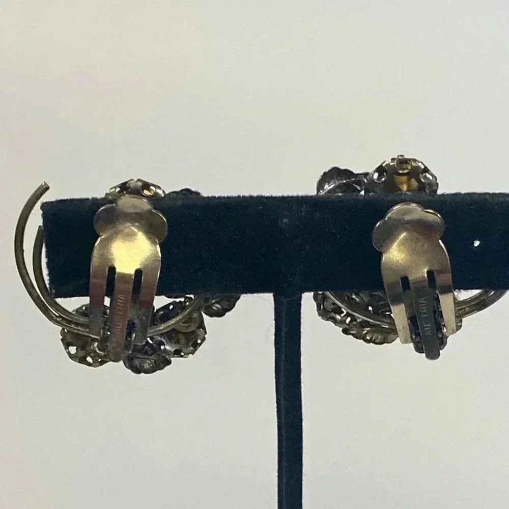 STAR-SIGNED VINTAGE CLIP ON EARRINGS. SILVER LEAVES 🍃 - Picture 4 of 8